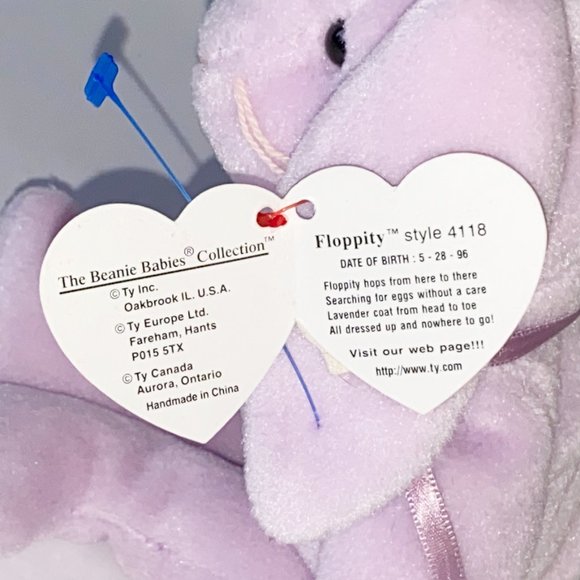Vintage 1997 Ty Beanie Baby FLOPPITY Purple Rabbit w/ Tag - Rare Plush #4118 - Picture 4 of 5